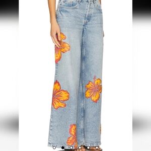 Free People Polisades Wide Leg Jeans In Flower Power
